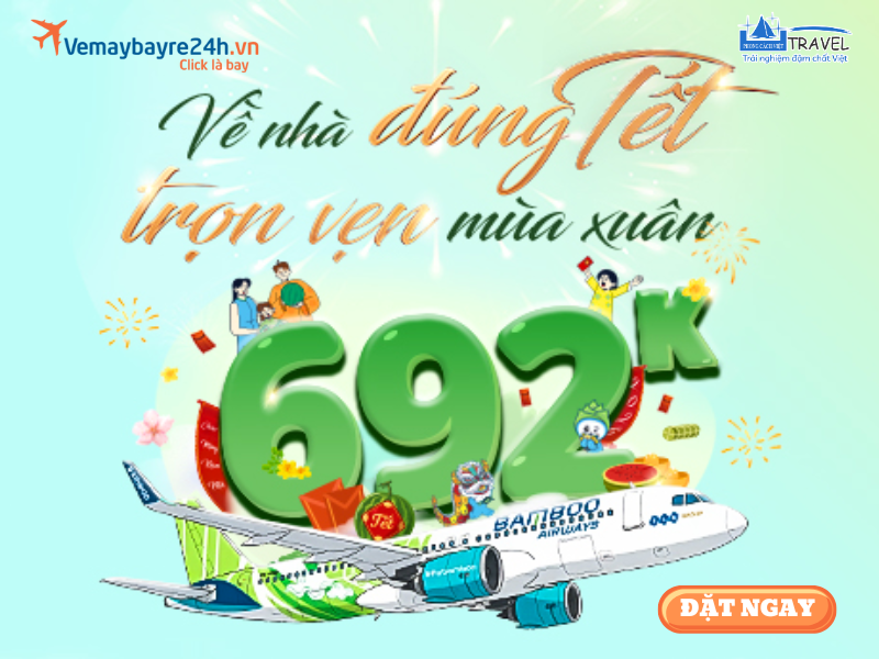 VÉ MÁY BAY TẾT 2026 BAMBOO AIRWAYS: GIÁ CHỈ TỪ 692K & DỊCH VỤ VẬN CHUYỂN MAI ĐÀO